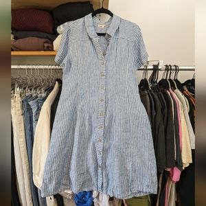 Faherty Striped Linen Shirt Dress Medium